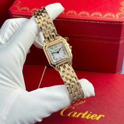 Đồng Hồ Cartier Panthere Replica 11 Mạ Vàng Hồng Mặt Khảm Xà Cừ Xưởng AF 27x36mm (2)
