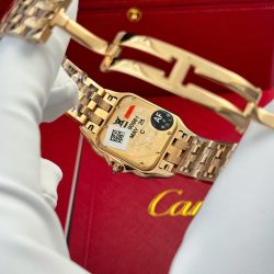 Đồng Hồ Cartier Panthere Replica 11 Mạ Vàng Hồng Mặt Khảm Xà Cừ Xưởng AF 27x36mm (2)