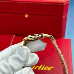 Đồng Hồ Cartier Panthere Replica 11 Mạ Vàng Hồng Mặt Khảm Xà Cừ Xưởng AF 27x36mm (2)