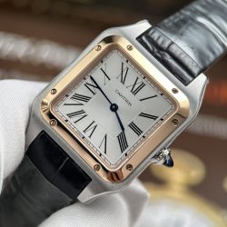Đồng Hồ Cartier Replica 11 Santos Dumont Large Model Mặt Trắng Dây Da 43.5x31 (2)
