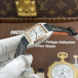 Đồng Hồ Cartier Replica 11 Santos Dumont Large Model Mặt Trắng Dây Da 43.5x31 (2)