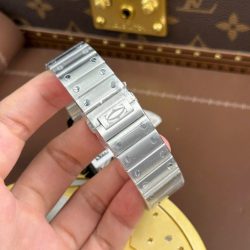 Đồng Hồ Cartier Santos Replica 11 Mặt Lộ Cơ Viền Đen Dây Kim Loại 39 (2)