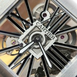 Đồng Hồ Cartier Santos Replica 11 Mặt Lộ Cơ Viền Đen Dây Kim Loại 39 (2)