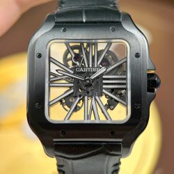 Đồng Hồ Cartier Santos Replica 11 Mặt Số Lộ Cơ Dây Da Màu Đen 39 (2)