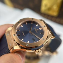 Đồng Hồ Hublot Classic Fusion King Gold Chế Tác Mặt Xanh Dương Máy Cơ Thụy Sỹ Xưởng JJZ 42mm (2)
