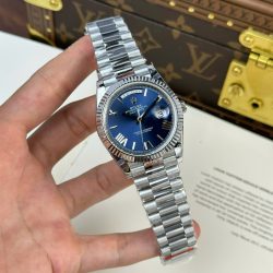 Đồng Hồ Nam Rolex Day-Date Chế Tác Mặt Xanh Dương Trọng Lượng 186 Grams Nhà Máy QF 40mm (2)