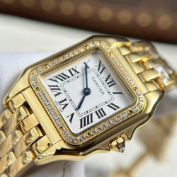 Đồng Hồ Nữ Cartier Panthere Rep 11 Mạ Vàng Mặt Trắng Xưởng AF 27x36mm (2)