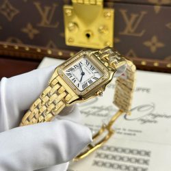 Đồng Hồ Nữ Cartier Panthere Rep 11 Mạ Vàng Mặt Trắng Xưởng AF 27x36mm (2)