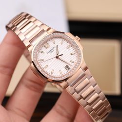 Đồng Hồ Nữ Patek Philippe Nautilus 7118 Fake 11 Mạ Vàng Hồng Mặt Trắng Nhà Máy GR 35 (2)