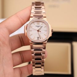 Đồng Hồ Nữ Patek Philippe Nautilus 7118 Fake 11 Mạ Vàng Hồng Mặt Trắng Nhà Máy GR 35 (2)