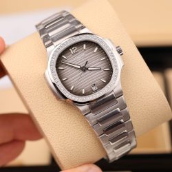 Đồng Hồ Patek Philippe Nautilus 7118 Fake 11 Mặt Xám Viền Đính Đá CZ Nhà Máy GR 35 (2)