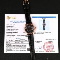 Đồng Hồ Rolex Cellini 50515 Chế Tác Bọc Vàng Thật Mặt Đen Dây Da 39mm (2)