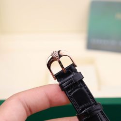 Đồng Hồ Rolex Cellini 50515 Chế Tác Bọc Vàng Thật Mặt Đen Dây Da 39mm (2)