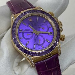 Đồng Hồ Rolex Cosmograph Daytona Màu Tím Chế Tác Vàng Nguyên Khối 18K + Đá Quý Tự Nhiên 40mm (2)