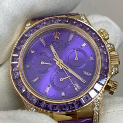 Đồng Hồ Rolex Cosmograph Daytona Màu Tím Chế Tác Vàng Nguyên Khối 18K + Đá Quý Tự Nhiên 40mm (2)
