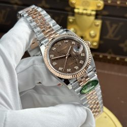 Đồng Hồ Rolex DateJust Chế Tác 11 Mặt Nâu Họa Tiết Vi Tinh Dây Jubilee Xưởng AR 36mm (2)