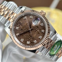 Đồng Hồ Rolex DateJust Chế Tác 11 Mặt Nâu Họa Tiết Vi Tinh Dây Jubilee Xưởng AR 36mm (2)