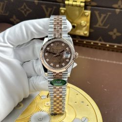 Đồng Hồ Rolex DateJust Chế Tác 11 Mặt Nâu Họa Tiết Vi Tinh Dây Jubilee Xưởng AR 36mm (2)
