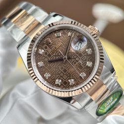Đồng Hồ Rolex DateJust Chế Tác Mặt Nâu Họa Tiết Vi Tinh Dây Oyster Xưởng AR 36mm (2)