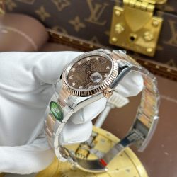 Đồng Hồ Rolex DateJust Chế Tác Mặt Nâu Họa Tiết Vi Tinh Dây Oyster Xưởng AR 36mm (2)