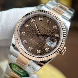 Đồng Hồ Rolex DateJust Chế Tác Mặt Nâu Họa Tiết Vi Tinh Dây Oyster Xưởng AR 36mm (2)