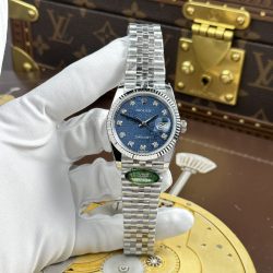Đồng Hồ Rolex DateJust Chế Tác Mặt Xanh Blue Họa Tiết Vi Tinh Nhà Máy AR 36mm (2)