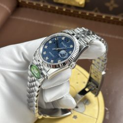 Đồng Hồ Rolex DateJust Chế Tác Mặt Xanh Blue Họa Tiết Vi Tinh Nhà Máy AR 36mm (2)