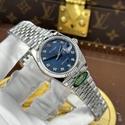 Đồng Hồ Rolex DateJust Chế Tác Mặt Xanh Blue Họa Tiết Vi Tinh Nhà Máy AR 36mm (2)