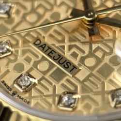 Đồng Hồ Rolex DateJust Rep Cao Cấp Mặt Vàng Họa Tiết Vi Tinh Dây Jubilee Xưởng AR 36mm (2)