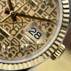 Đồng Hồ Rolex DateJust Replica 11 Mặt Vàng Họa Tiết Vi Tinh Dây Oyster Xưởng AR 36mm (2)