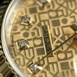 Đồng Hồ Rolex DateJust Replica 11 Mặt Vàng Họa Tiết Vi Tinh Dây Oyster Xưởng AR 36mm (2)