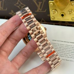 Đồng Hồ Rolex Day-Date Rep 11 Mạ Vàng Hồng Mặt Xanh Lá Cây Nặng 186 Grams Xưởng QF 40mm (2)