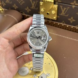 Đồng Hồ Rolex Day-Date Replica 11 Mặt Xám Cọc Số Dạ Quang Nặng 186 Grams Xưởng QF 40mm (2)
