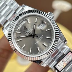 Đồng Hồ Rolex Day-Date Replica 11 Mặt Xám Cọc Số Dạ Quang Nặng 186 Grams Xưởng QF 40mm (2)