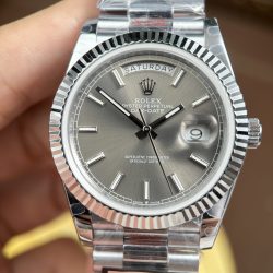 Đồng Hồ Rolex Day-Date Replica 11 Mặt Xám Cọc Số Dạ Quang Nặng 186 Grams Xưởng QF 40mm (2)