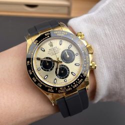 Đồng Hồ Rolex Daytona 116518 Replica 11 Mặt Vàng Champagne Dây Oysterflex Nhà Máy QF 40mm (2)