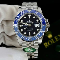 Đồng Hồ Rolex GMT-Master II Chế Tác Mặt Đen Viền Gốm Xanh Dây Jubilee Xưởng AR 40mm (2)