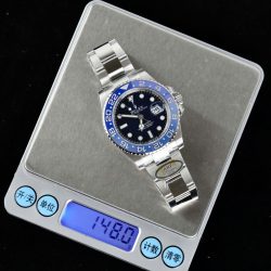 Đồng Hồ Rolex GMT-Master II Replica 11 Mặt Đen Viền Gốm Xanh Dây Oyster Xưởng AR 40mm (2)