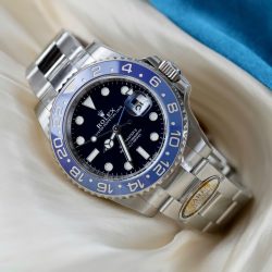 Đồng Hồ Rolex GMT-Master II Replica 11 Mặt Đen Viền Gốm Xanh Dây Oyster Xưởng AR 40mm (2)