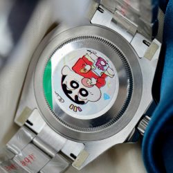 Đồng Hồ Rolex GMT-Master II Replica 11 Mặt Đen Viền Gốm Xanh Dây Oyster Xưởng AR 40mm (2)