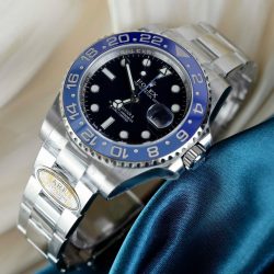 Đồng Hồ Rolex GMT-Master II Replica 11 Mặt Đen Viền Gốm Xanh Dây Oyster Xưởng AR 40mm (2)