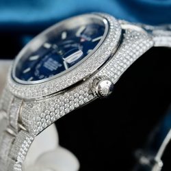 Đồng Hồ Rolex Sky-Dweller 336934 Mặt Xanh Dương Chế Tác Đính Full Đá Máy Cơ Tự Động 42mm (2)