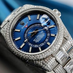 Đồng Hồ Rolex Sky-Dweller 336934 Mặt Xanh Dương Chế Tác Đính Full Đá Máy Cơ Tự Động 42mm (2)