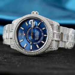 Đồng Hồ Rolex Sky-Dweller 336934 Mặt Xanh Dương Chế Tác Đính Full Đá Máy Cơ Tự Động 42mm (2)