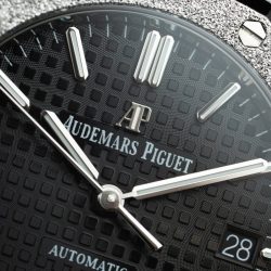 Đồng Hồ Audemars Piguet Rep Cao Cấp Royal Oak Frosted Gold 15454BC Mặt Đen Xưởng APS 37mm (2)