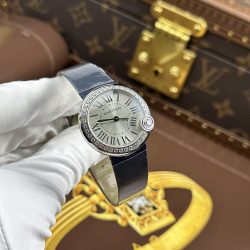 Đồng Hồ Cartier Ballon Blanc Rep 1 1 Nữ Viền Đính Đá Dây Da Nhà Máy AF 30mm (2)