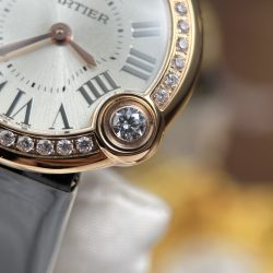 Đồng Hồ Cartier Ballon Blanc Rep 11 Nữ Mặt Xám Viền Đính Đá Nhà Máy AF 30mm (2)