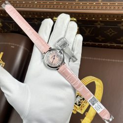 Đồng Hồ Cartier Ballon Bleu Rep 11 Nữ Màu Hồng Dây Da Nhà Máy AF 33mm (2)