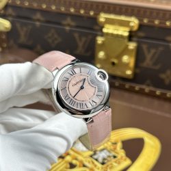Đồng Hồ Cartier Ballon Bleu Rep 11 Nữ Màu Hồng Dây Da Nhà Máy AF 33mm (2)