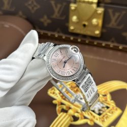 Đồng Hồ Cartier Ballon Bleu W4BB0037 Rep Cao Cấp Mặt Hồng Dây Kim Loại Xưởng AF 33mm (2)